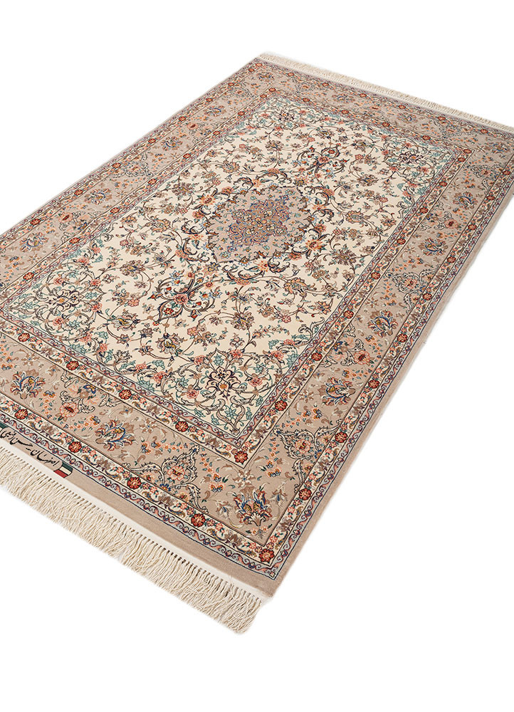 gulmarg red and orange wool and silk hand knotted Rug - FoldShot