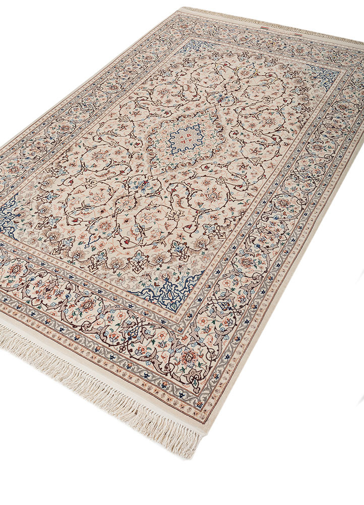 aalam red and orange wool and silk hand knotted Rug - FoldShot