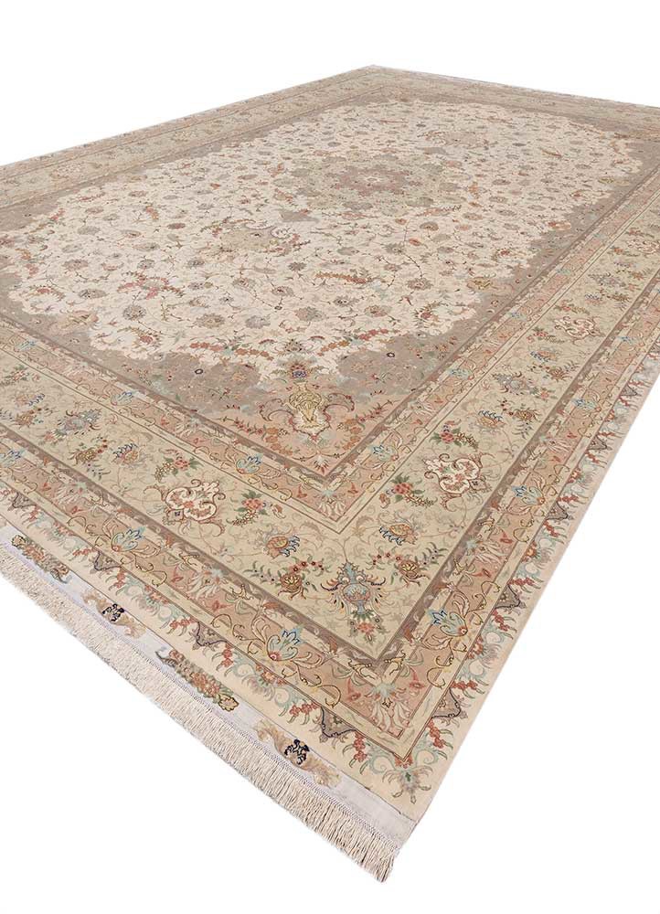 aalam red and orange wool and silk hand knotted Rug - FoldShot