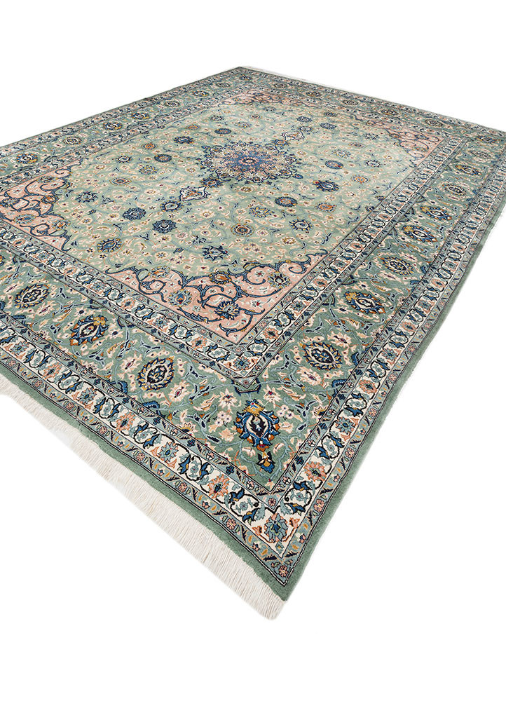 aalam blue wool hand knotted Rug - FoldShot aalam blue wool hand knotted Rug - FoldShot