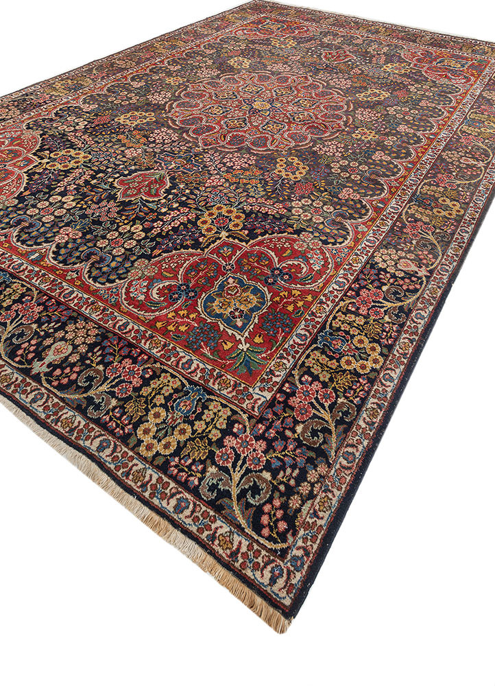 aalam blue wool hand knotted Rug - FoldShot