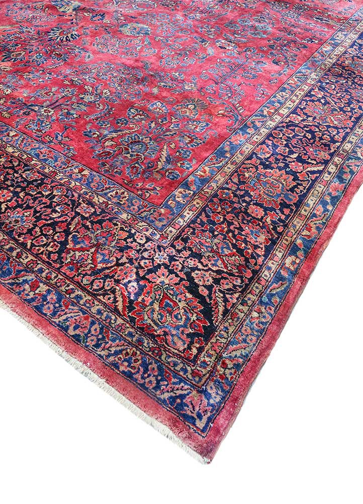 aalam red and orange wool hand knotted Rug - FoldShot aalam red and orange wool hand knotted Rug - FoldShot