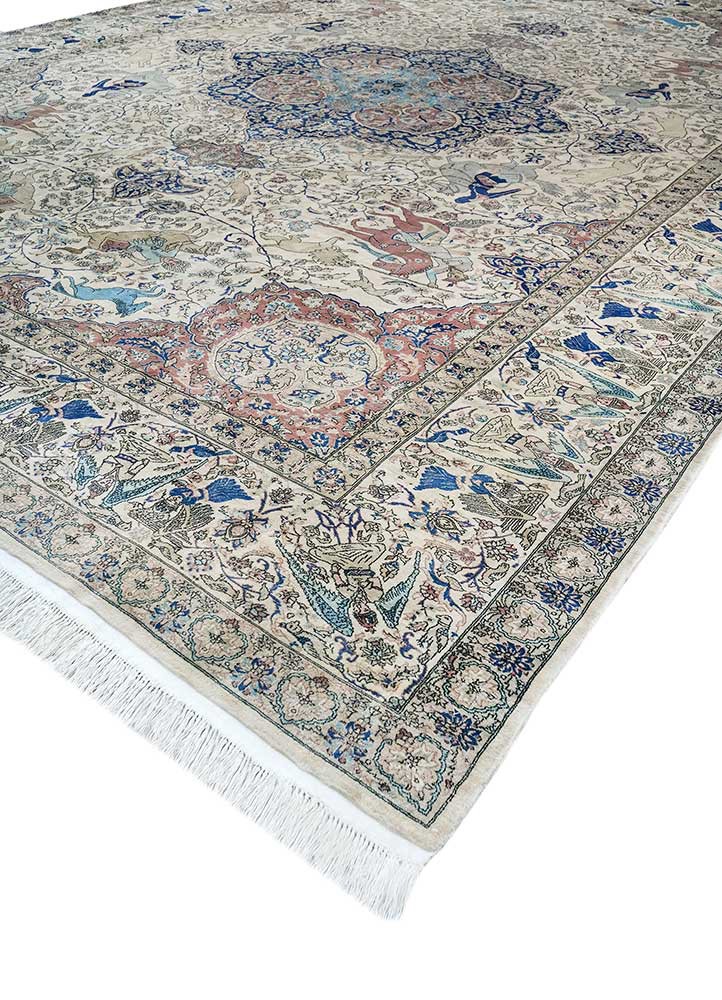 aalam green wool hand knotted Rug - FoldShot