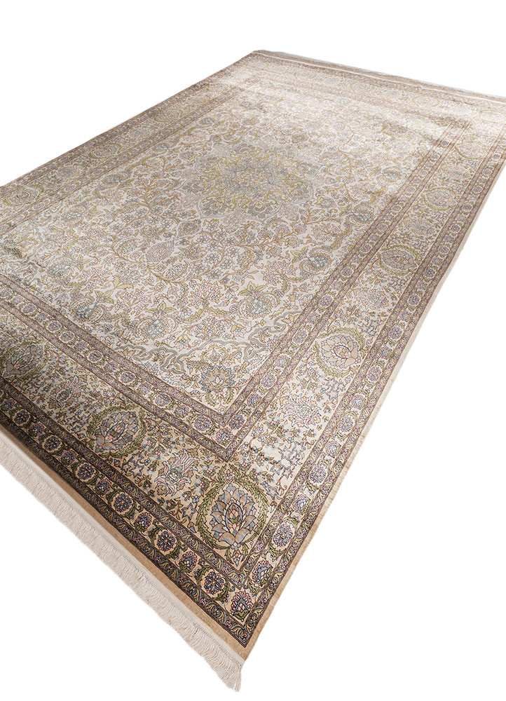 gulmarg green silk hand knotted Rug - FoldShot gulmarg green silk hand knotted Rug - FoldShot