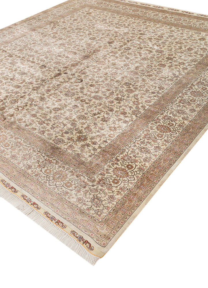gulmarg red and orange silk hand knotted Rug - FoldShot