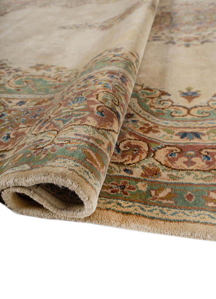 aalam green wool hand knotted Rug - FoldShot