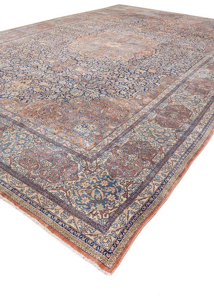 aalam blue wool hand knotted Rug - FoldShot aalam blue wool hand knotted Rug - FoldShot