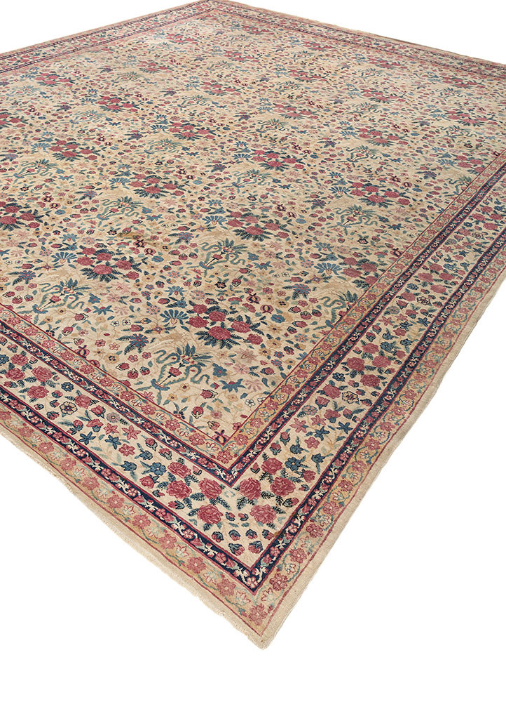 aalam pink and purple wool hand knotted Rug - FoldShot aalam pink and purple wool hand knotted Rug - FoldShot