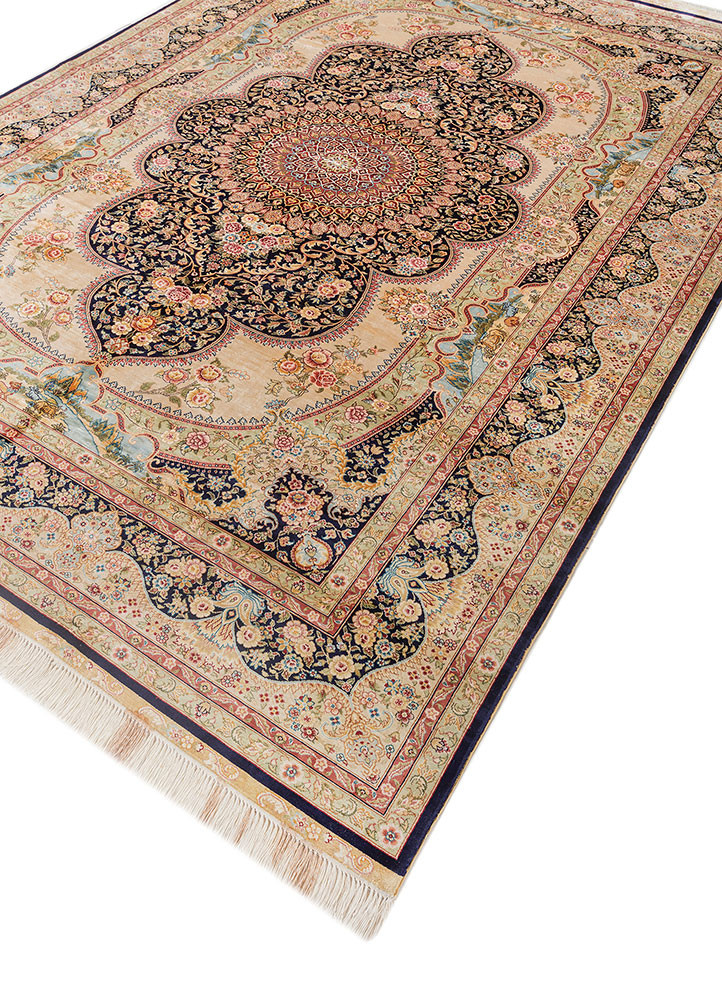 gulmarg blue silk hand knotted Rug - FoldShot gulmarg blue silk hand knotted Rug - FoldShot