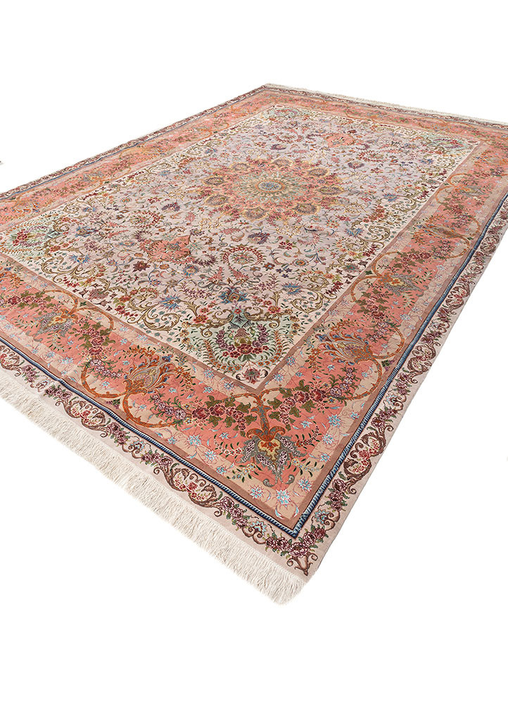 aalam pink and purple wool and silk hand knotted Rug - FoldShot aalam pink and purple wool and silk hand knotted Rug - FoldShot