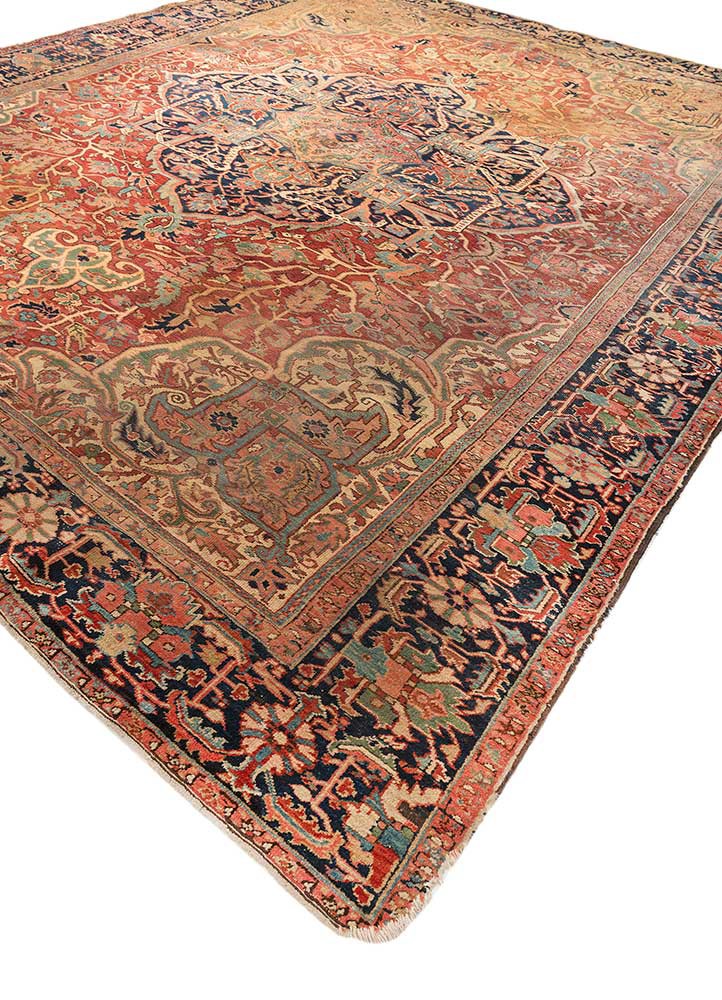 aalam red and orange wool hand knotted Rug - FoldShot aalam red and orange wool hand knotted Rug - FoldShot