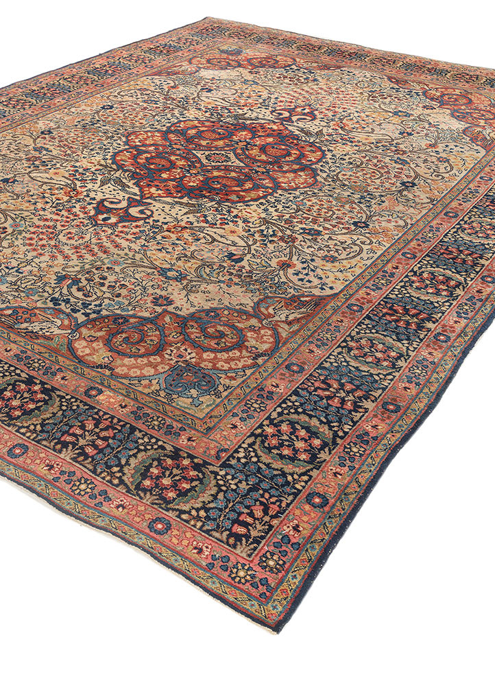 aalam blue wool hand knotted Rug - FoldShot