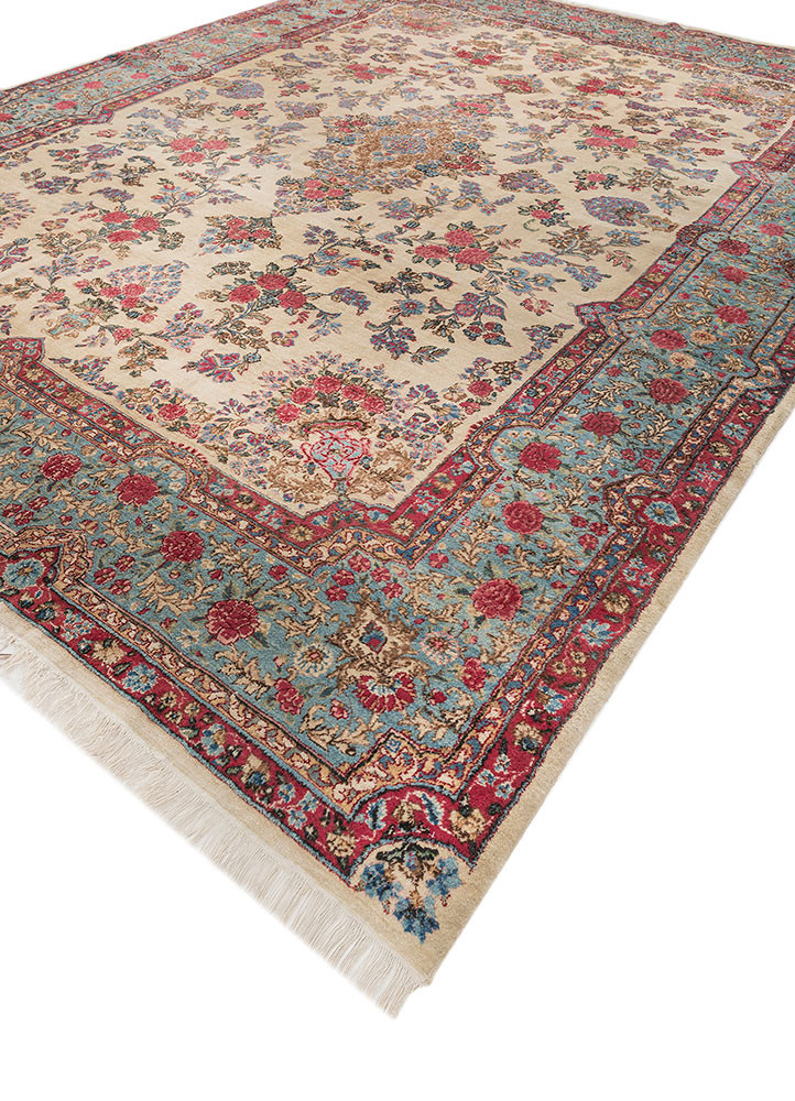 aalam blue wool hand knotted Rug - FoldShot aalam blue wool hand knotted Rug - FoldShot
