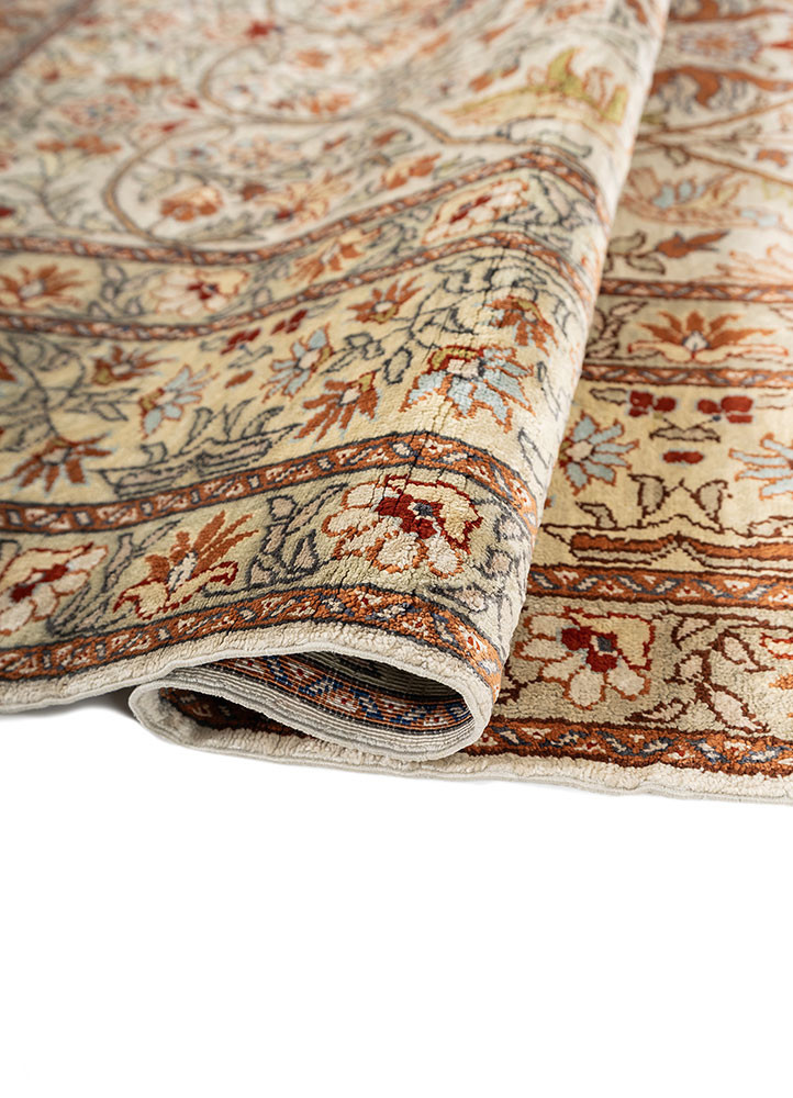 gulmarg gold silk hand knotted Rug - FoldShot