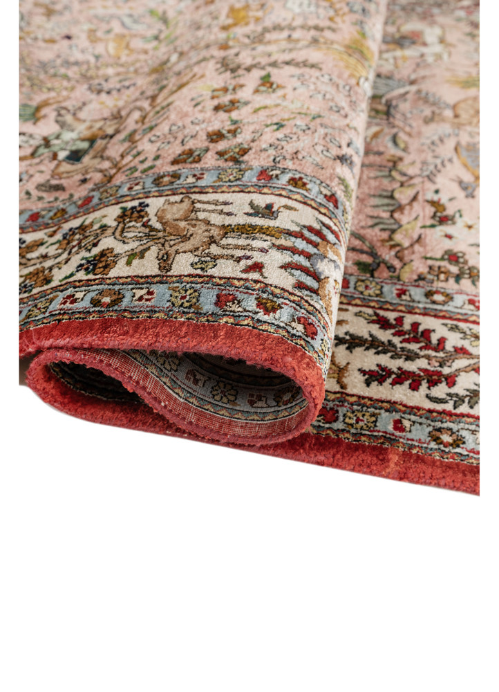 aprezo red and orange silk hand knotted Rug - FoldShot