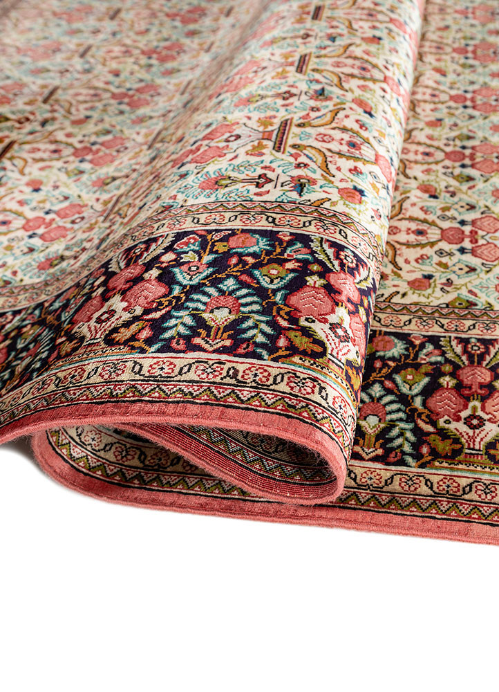 gulmarg pink and purple silk hand knotted Rug - FoldShot gulmarg pink and purple silk hand knotted Rug - FoldShot