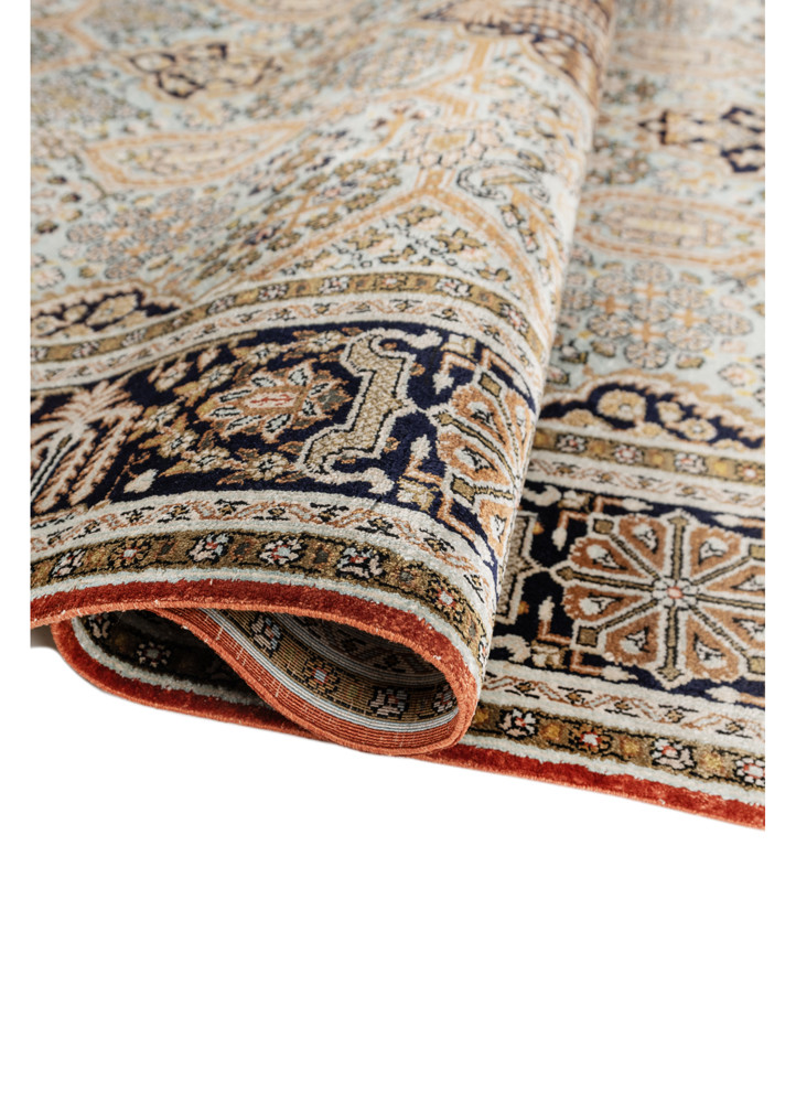 aprezo pink and purple silk hand knotted Rug - FoldShot