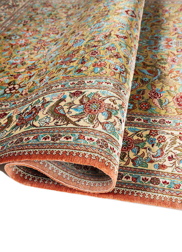 gulmarg green silk hand knotted Rug - FoldShot gulmarg green silk hand knotted Rug - FoldShot