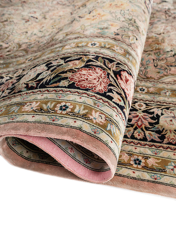 gulmarg pink and purple silk hand knotted Rug - FoldShot gulmarg pink and purple silk hand knotted Rug - FoldShot