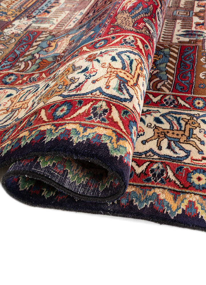 aalam red and orange wool hand knotted Rug - FoldShot