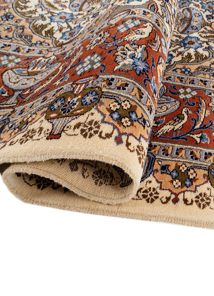 aalam red and orange wool hand knotted Rug - FoldShot