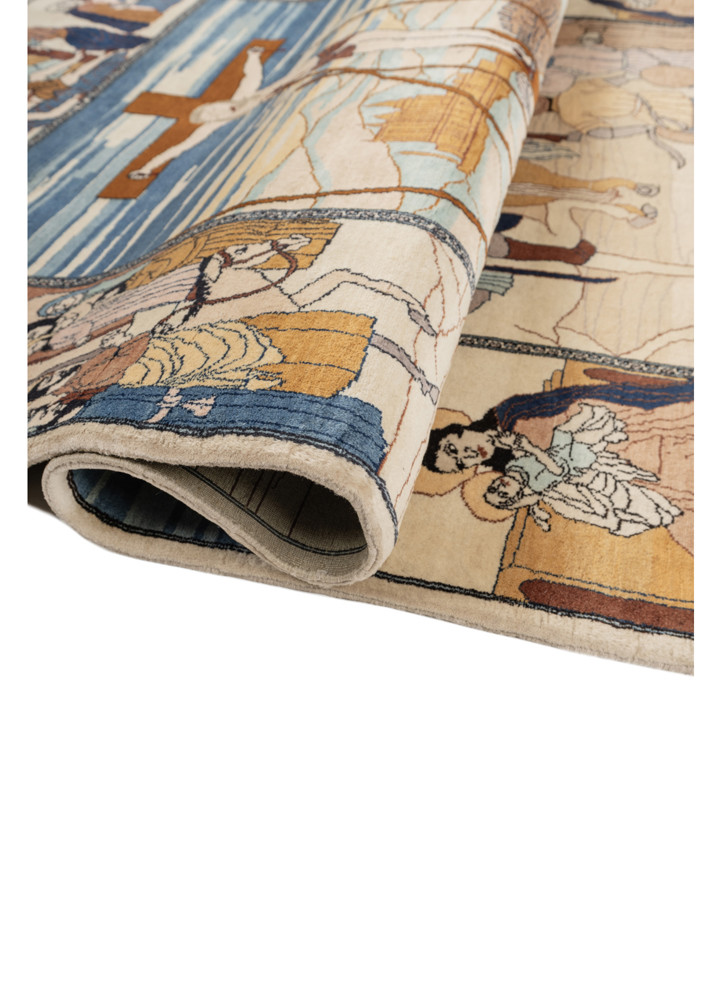 aprezo ivory wool hand knotted Rug - FoldShot