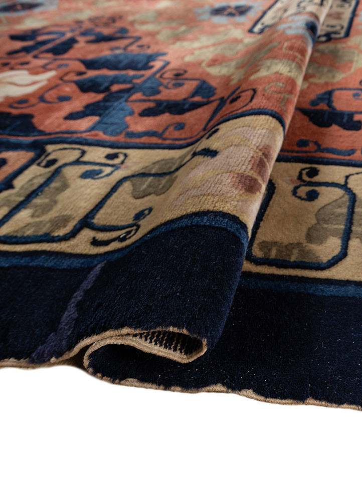 aalam blue wool hand knotted Rug - FoldShot