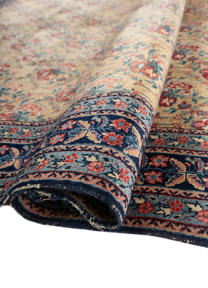 aalam blue wool hand knotted Rug - FoldShot