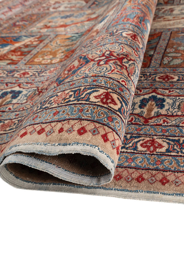 aalam red and orange wool hand knotted Rug - FoldShot aalam red and orange wool hand knotted Rug - FoldShot