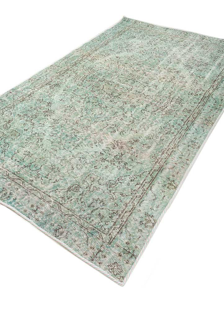 vintage blue wool hand knotted Rug - FoldShot