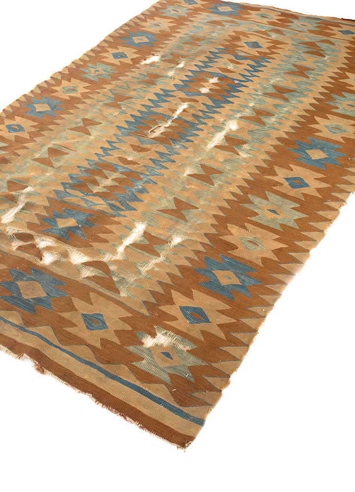nayaab beige and brown wool flat weaves Rug - FoldShot nayaab beige and brown wool flat weaves Rug - FoldShot