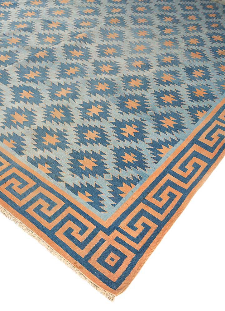 nayaab red and orange wool flat weaves Rug - FoldShot