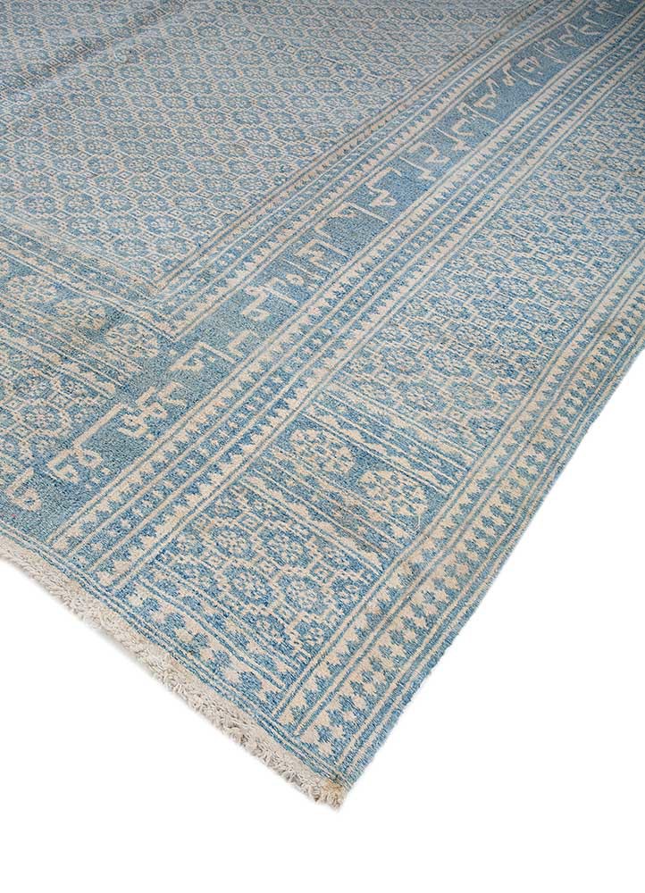 nayaab blue wool flat weaves Rug - FoldShot
