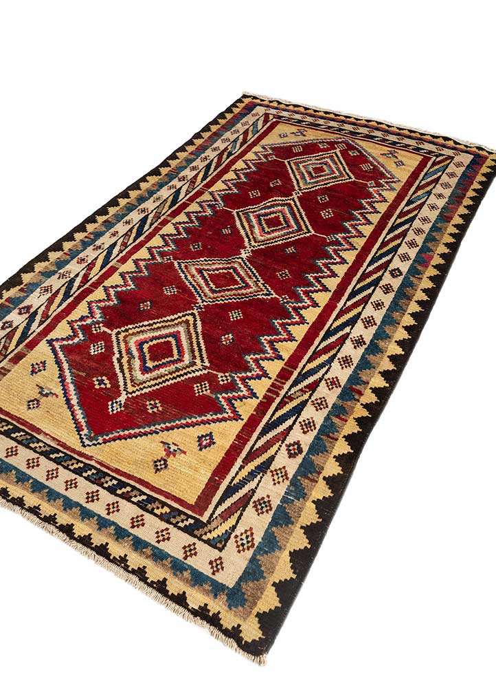 nuray red and orange wool hand knotted Rug - FoldShot