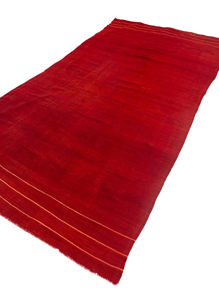 nayaab red and orange wool flat weaves Rug - FoldShot