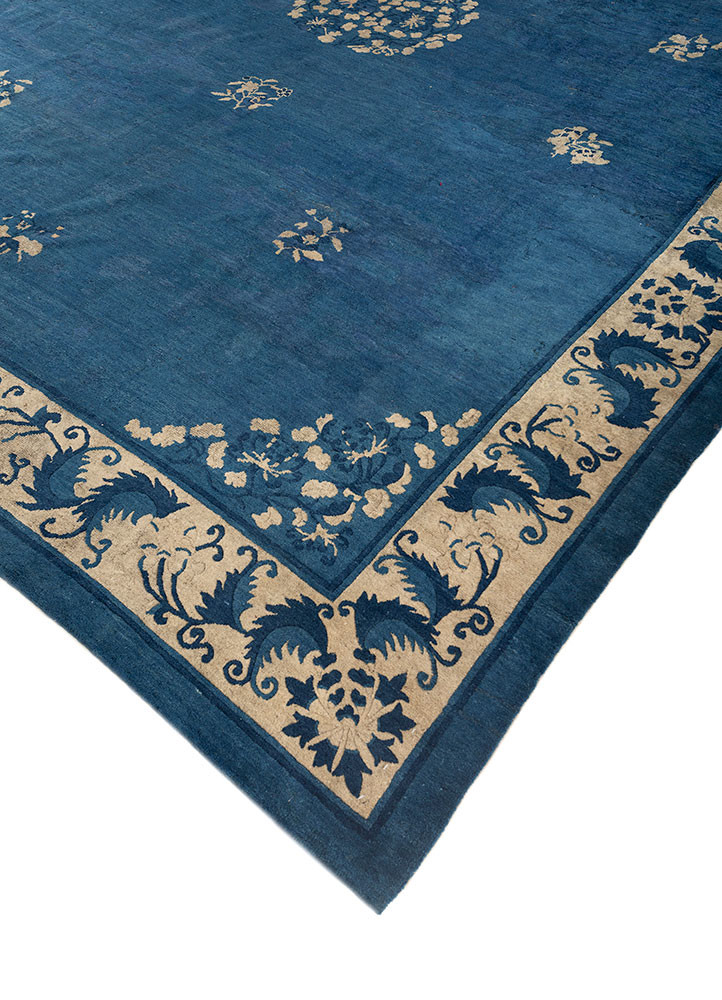 aalam blue wool hand knotted Rug - FoldShot