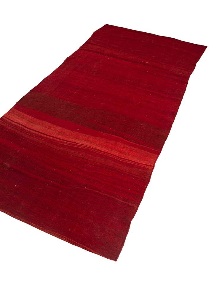 nayaab red and orange wool flat weaves Rug - FoldShot