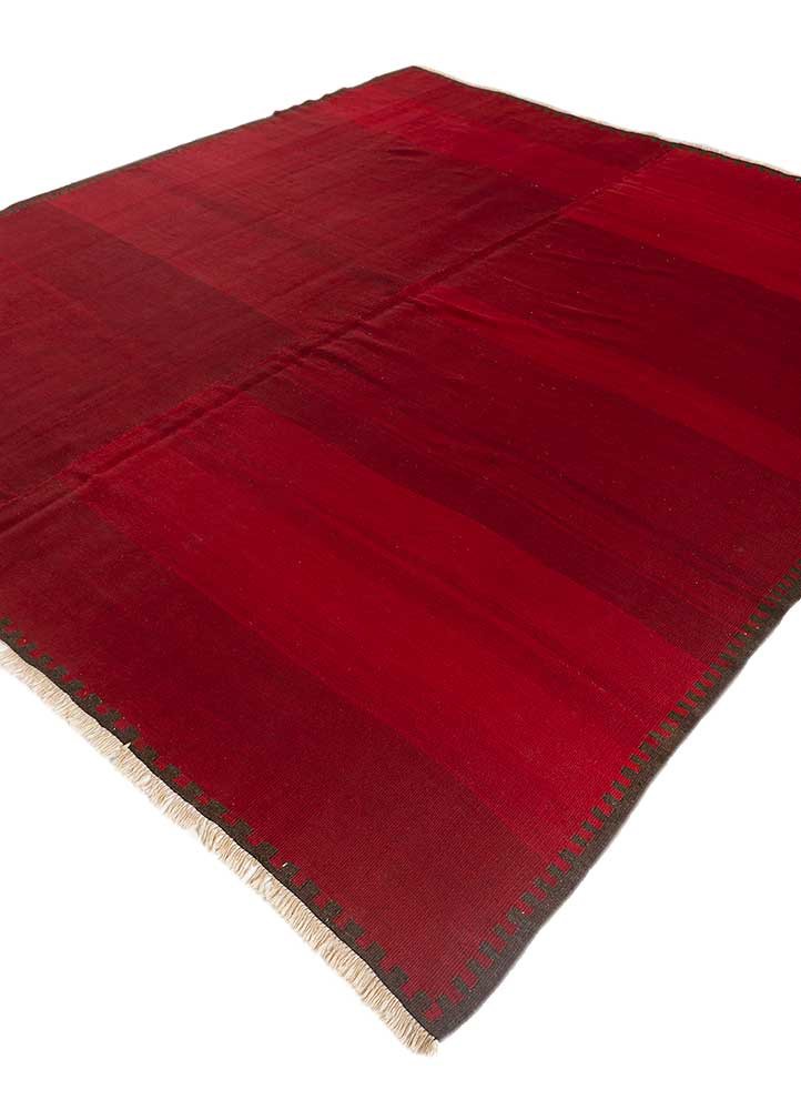 nayaab red and orange wool flat weaves Rug - FoldShot