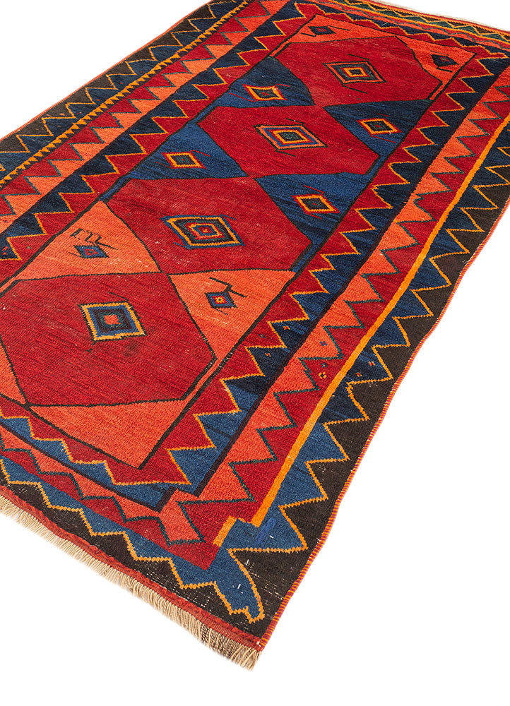nuray red and orange wool hand knotted Rug - FoldShot nuray red and orange wool hand knotted Rug - FoldShot