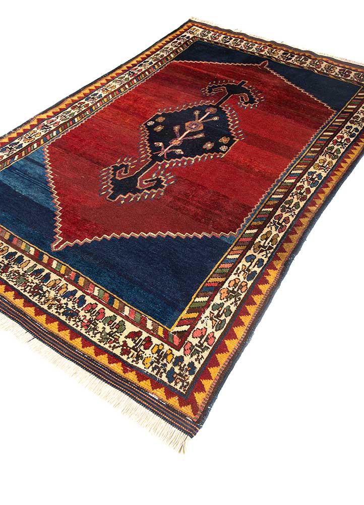 nuray red and orange wool hand knotted Rug - FoldShot