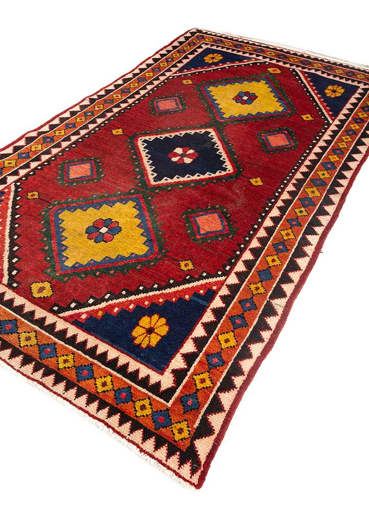 nuray red and orange wool hand knotted Rug - FoldShot