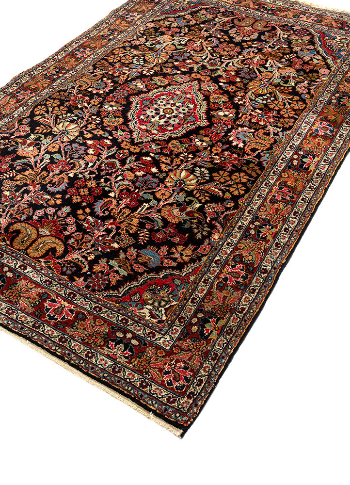 aalam grey and black wool hand knotted Rug - FoldShot