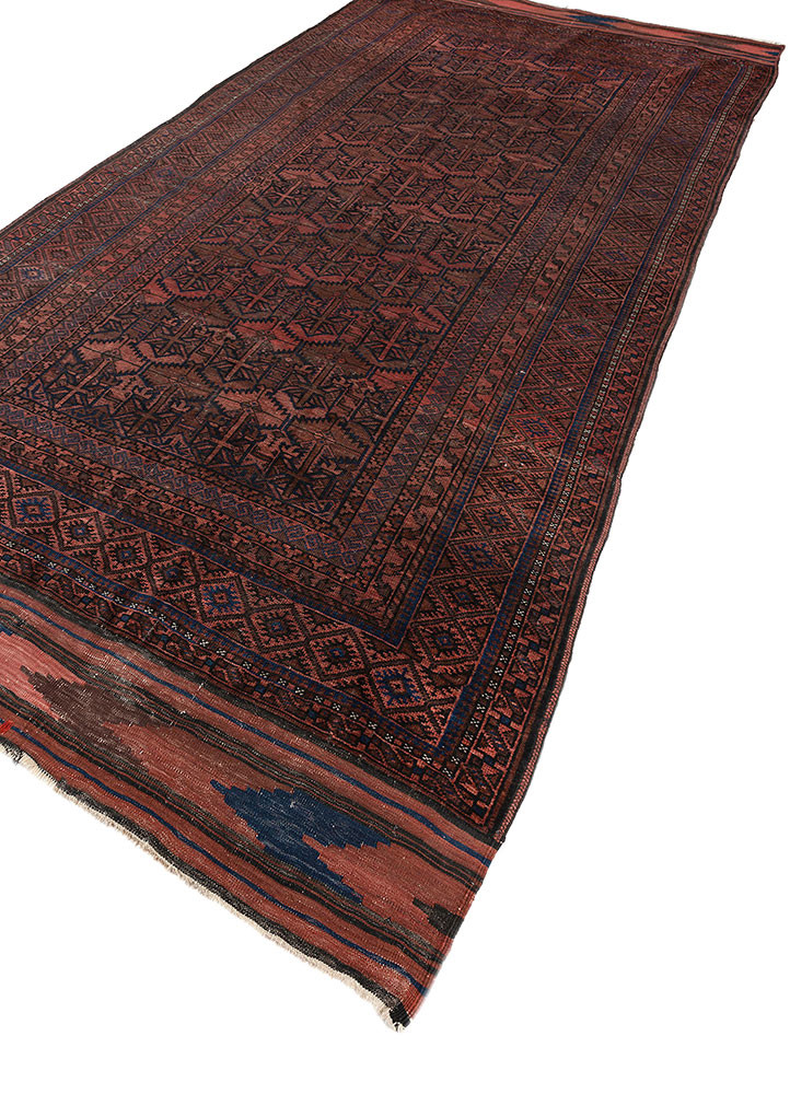 nuray red and orange wool hand knotted Rug - FoldShot