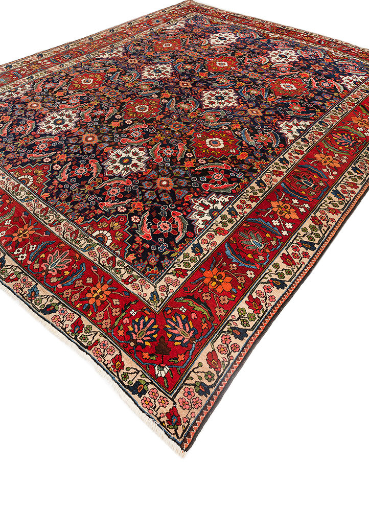 aalam blue wool hand knotted Rug - FoldShot