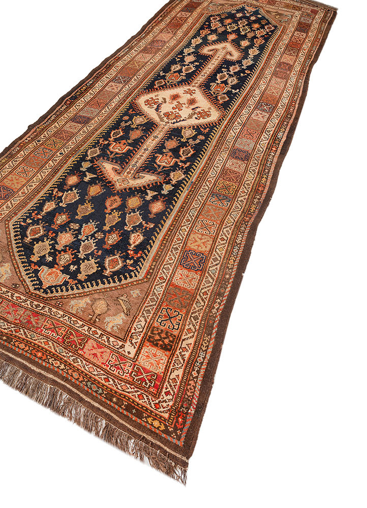 aalam blue wool hand knotted Rug - FoldShot aalam blue wool hand knotted Rug - FoldShot