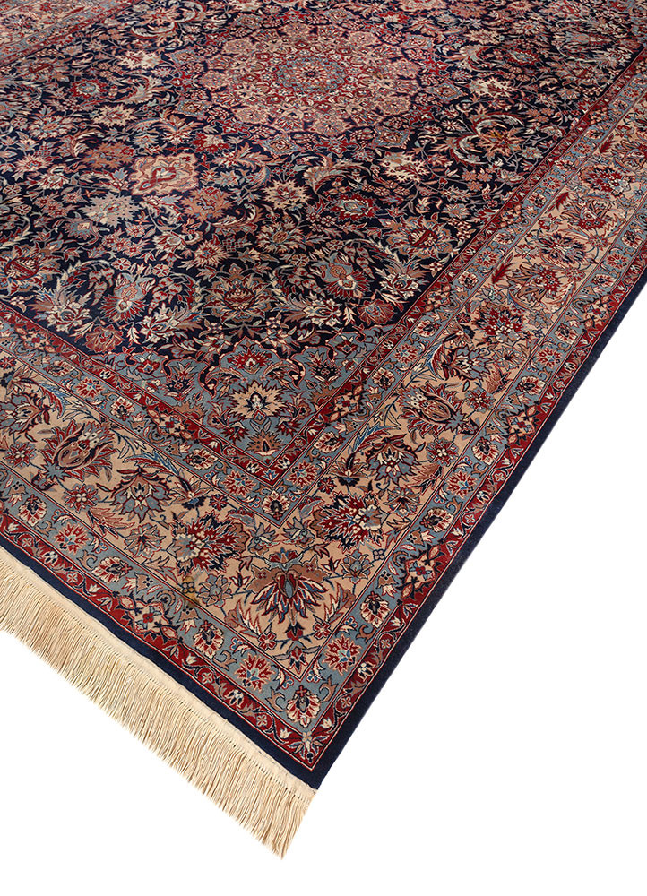 aalam blue wool hand knotted Rug - FoldShot aalam blue wool hand knotted Rug - FoldShot