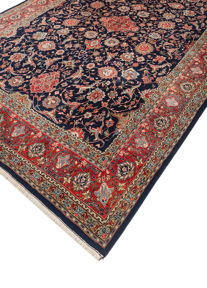 aalam blue wool hand knotted Rug - FoldShot aalam blue wool hand knotted Rug - FoldShot