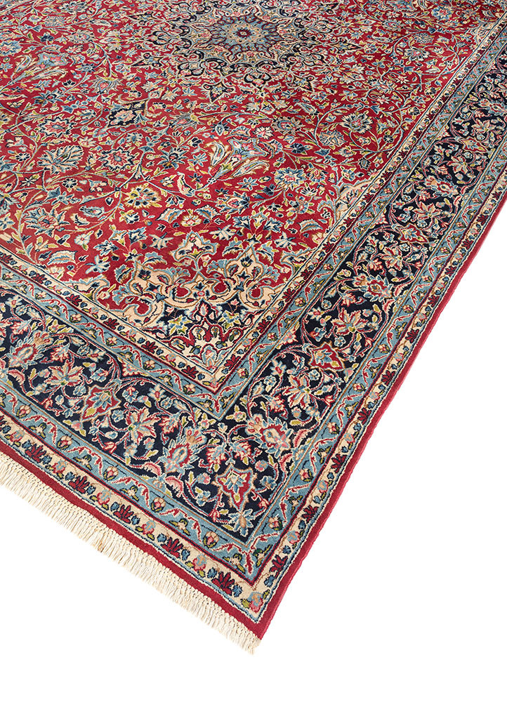 aalam red and orange wool hand knotted Rug - FoldShot aalam red and orange wool hand knotted Rug - FoldShot