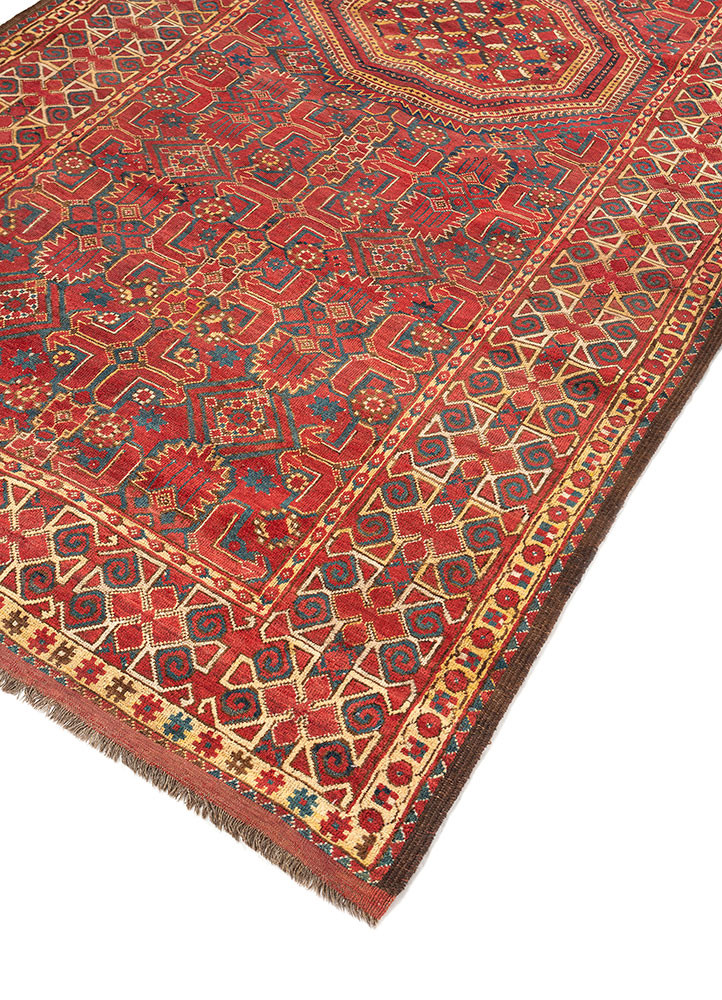 kiaan red and orange wool hand knotted Rug - FoldShot kiaan red and orange wool hand knotted Rug - FoldShot