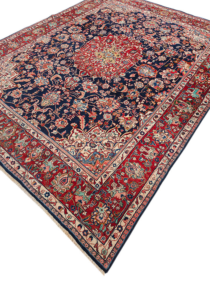 aalam blue wool hand knotted Rug - FoldShot aalam blue wool hand knotted Rug - FoldShot